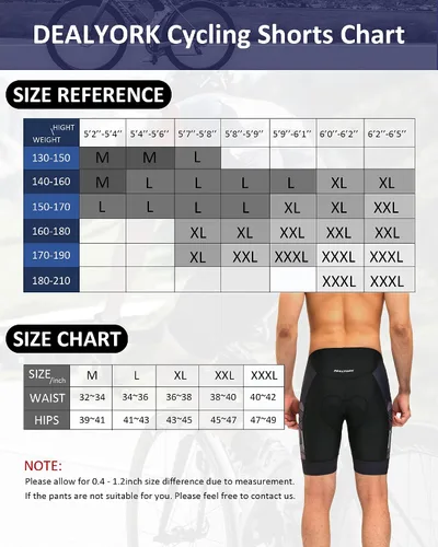 Miniatura 6 de DEALYORK Pantalones cortos de ciclismo acolchados para hombre, ropa interior de bicicleta con acolchado 3D, forro de montaña, para ciclismo