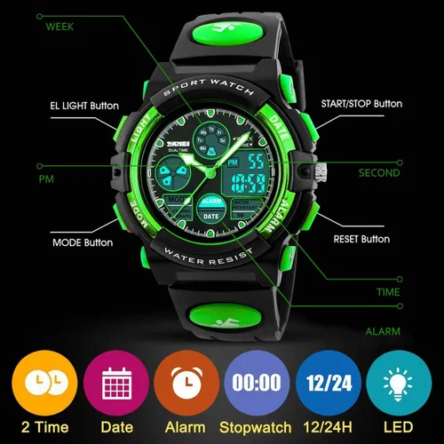 Miniatura 5 de Kids Digital Sport Watch, Boys Girls Waterproof Sports Outdoor Watches Children Casual Electronic Analog Quartz Wrist Watches with Alarm Stopwatch