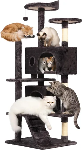 Miniatura 26 de PayLessHere Árbol para Gatos de 54 Pulgadas Torre para Gatos con Poste Rascador para Gatos, Soporte de Condominio para Gatos de Múltiples Niveles