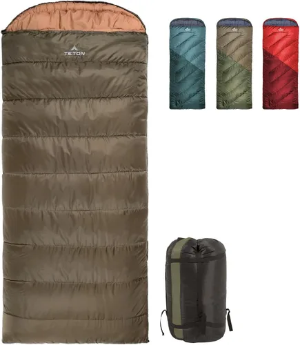 Bolsas de dormir TETON Celsius Regular, 25F, 20F, 0F grados, bolsa para todo clima para adultos y niños, camping fácil y cálido, bolsa de viaje