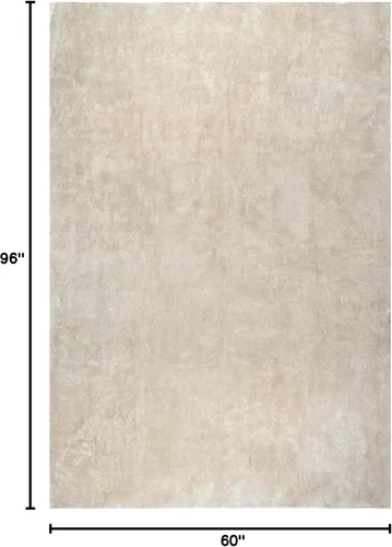 Miniatura 2 de nuLOOM Alfombra de Área de Felpa Acogedora de 5' x 8', Lavable a Máquina, Antideslizante, Alfombra Shag Suave y Esponjosa para Sala de Estar, Crema
