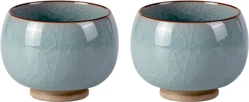 Miniatura 18 de Juego de 2 tazas de té pequeñas de porcelana de 4.2 onzas, juego de tazas de té japonesas moradas, tazas de té de cerámica para el hogar, fiesta