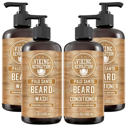 Miniatura 9 de Viking Revolution Juego de champú y acondicionador para barba Palo Santo con aceites de argán y jojoba - Suaviza y fortalece - Aroma natural a Palo
