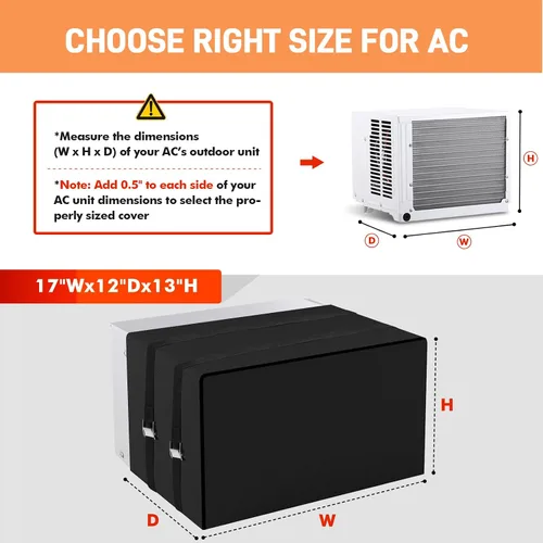 Miniatura 2 de Cubiertas de aire acondicionado para exterior para aislamiento de invierno, 17"W x 12"D x 13"H, impermeables y a prueba de viento, cubiertas de AC
