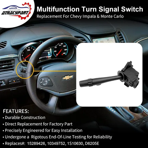 Miniatura 2 de Interruptor de señal de giro multifunción, compatible con Chevy Impala 2006-2013, Impala Limited 2014-2016, Monte Carlo 2006-2007 - Control