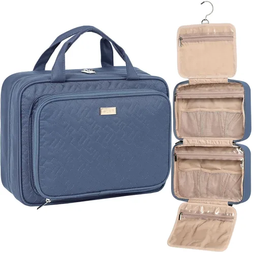 NISHEL - Neceser de aseo colgante para viaje, organizador de maquillaje, estuche de maquillaje para accesorios de viaje, baño, ducha, Aegean-Blue