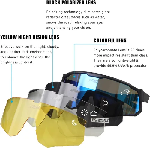 Miniatura 3 de Gafas de ciclismo polarizadas con 3 lentes intercambiables, gafas de equitación, béisbol, correr, esquí, deportes