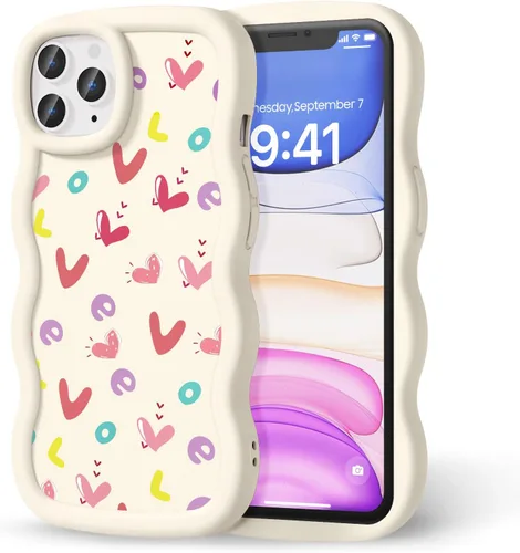 Miniatura 233 de Compatible con iPhone SE/8/7 Funda para Mujeres y Niñas, Marco Ondulado Rizado con Patrón Lindo, Estética Delgada Suave Silicona TPU Parachoques