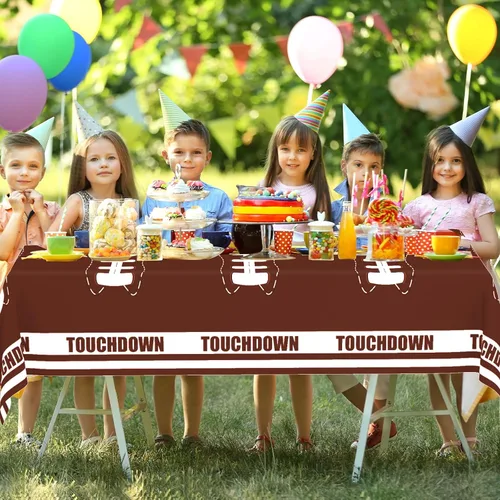 Miniatura 5 de Paquete de 2 decoraciones desechables para fiestas de fútbol, cumpleaños, manteles de plástico para fiestas temáticas de fútbol