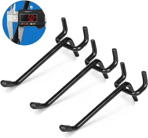 Miniatura 12 de Paquete de 80 ganchos para tablero de clavijas de 2/4/6/8 pulgadas, ganchos negros extra gruesos de 1/4 pulgadas para colgar, accesorios de tablero