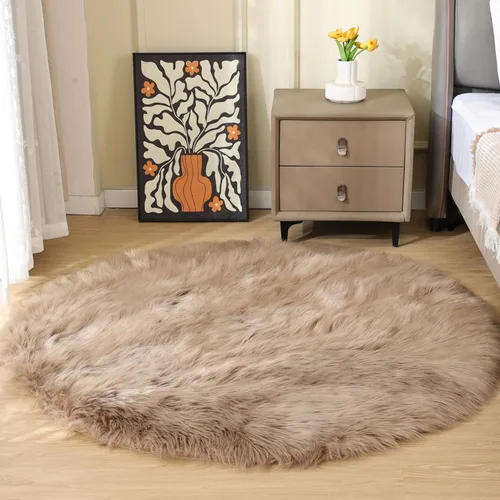 Miniatura 77 de ORINOVA Alfombras de pelo sintético lavable de color gris plateado claro para dormitorio, alfombra de felpa para sala de estar, alfombra