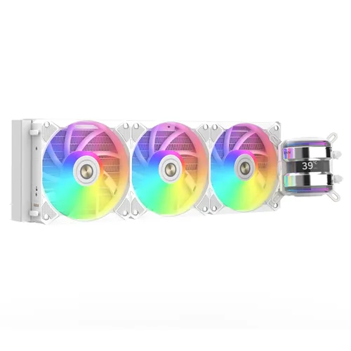 Miniatura 8 de ALSEYE Infinity i360 Sistema de refrigeración de agua – Radiador de 14.173 in, bombas LED duales, pantalla de temperatura, ventiladores ARGB y PWM