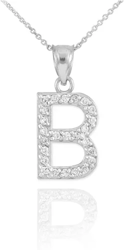 Miniatura 25 de Claddagh Gold . Collar con colgante de letra inicial de plata de ley 925 con circonita cúbica - Elección de tamaños
