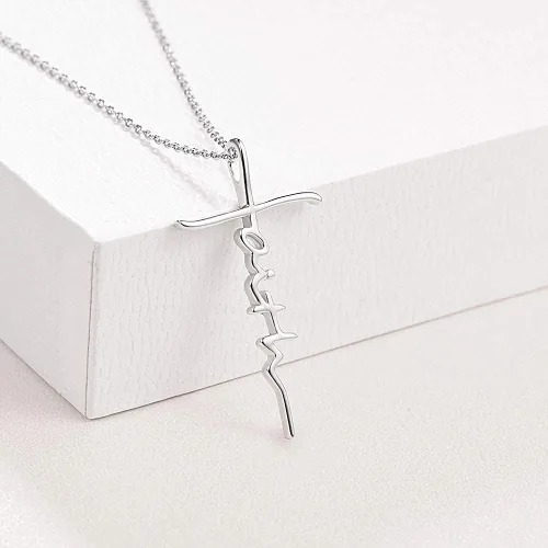 Miniatura 2 de PRAYMOS - Collar de plata de ley 925 con dije de cruz lateral, para mujer, ópalo sintético, cadena de 18 pulgadas y extensor ajustable de 2 pulgadas