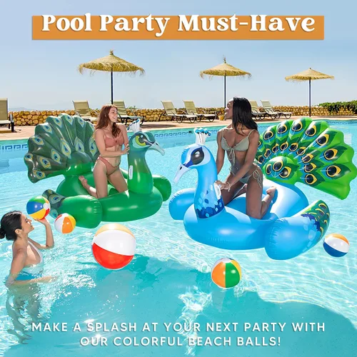 Miniatura 6 de JOYIN Paquete de 12 bolas inflables de playa de 16 pulgadas, grandes bolas de playa arcoíris a granel para fiestas en la piscina, niños y adultos