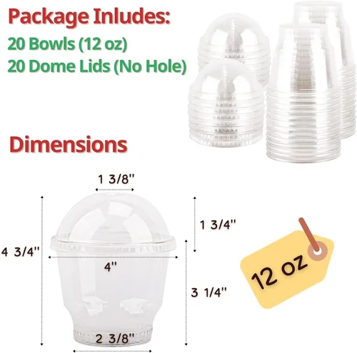 Miniatura 2 de Tazas de postre de plástico transparente con tapa, 30 juegos de cuencos desechables para helado, parfait, pudín de plátano, gelatina y postres