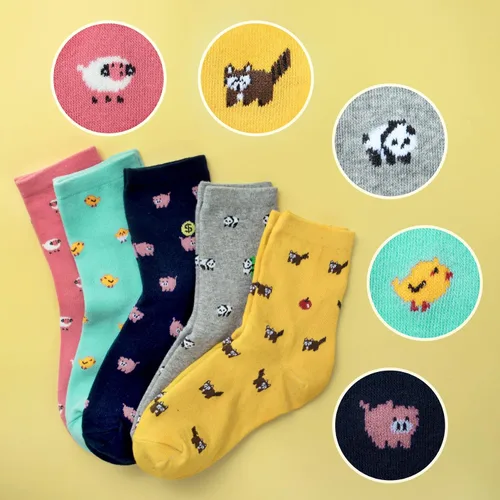 Miniatura 4 de 5 Pairs Womens Funny socks Cozy Cute Printed Patterned Fun Socks Novelty Cat Socks for Women Gifts