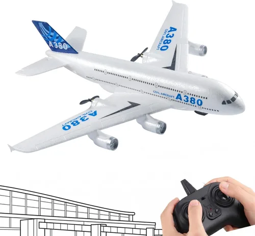 Avión RC con control remoto listo para volar 2.4 GHz, modelo Airbus A380, juguete de avión RC de 2 canales para principiantes para niños y adultos