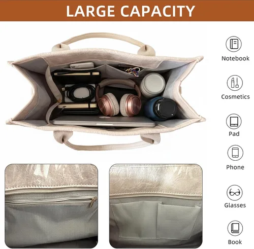 Miniatura 6 de Bolsa de PVC para mujer, ligera, con compartimentos, bolsa de hombro para viajes, trabajo, gimnasio