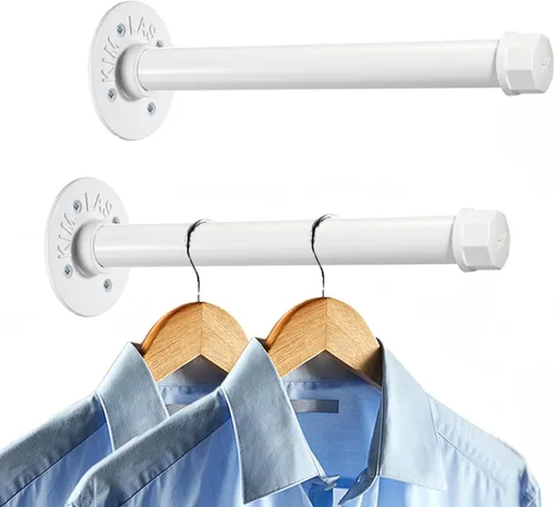 Miniatura 21 de Sumnacon 2 Piezas Barra de Ropa de Tubo Industrial de 5.9 Pulgadas – Perchero de Metal Rústico de Servicio Pesado con Tornillos, Soporte para Ropa