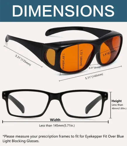 Miniatura 3 de BLUELESS Se ajustan sobre lentes de bloqueo azul con lentes teñidos de naranja, color negro 06-negro-100% bloqueo de luz azul