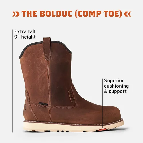 Miniatura 3 de BRUNT Bolduc (Punta Comp) - Marrón - Bota de Trabajo Wellington Impermeable de Cuña con Tiradores de 9" - Clasificación EH - Resistente a