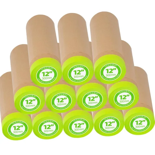Miniatura 8 de Tangibay Papel de Enmascarar Pre-Encintado para Pintura - 12 pulgadas x 50 pies Cinta y Papel Cubrir para Pintores, Rollo de Papel Protector