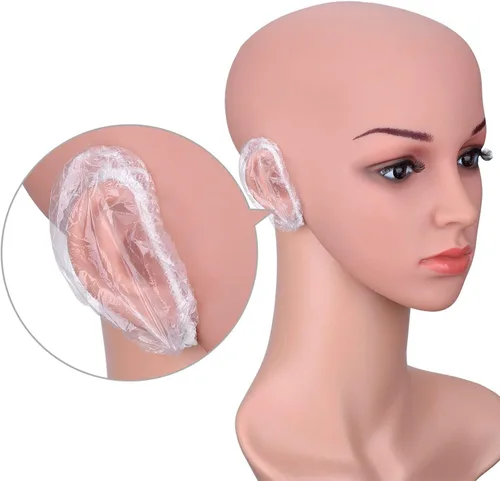 Miniatura 3 de Outus - 100 unidades de protectores de oído desechables transparentes de plástico, impermeables para ducha, tinte de pelo, baño