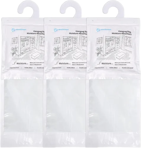 Wisesorb Paquete de 3 bolsas deshumidificadoras absorbentes de humedad colgantes de 17.64 oz, desecante de cloruro de calcio de 17.6 onzas para