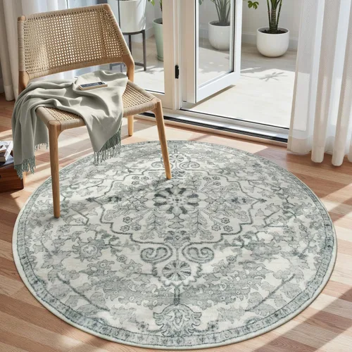 Miniatura 24 de Lahome Alfombra bohemia con medallón floral, 4 x 6 pies, color verde azulado, suave, lavable, antideslizante, apta para mascotas, alfombra
