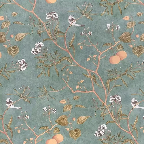 Miniatura 20 de Papel pintado verde floral Laatse de despegar y pegar, papel pintado de pájaros 17.5" x 78.7", papel de contacto floral vintage, impermeable
