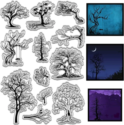 Miniatura 9 de CRASPIRE Sellos Transparentes con Fondo de Grieta Vintage Retro, Sellos de Goma Reutilizables de Silicona Transparente para Álbum de Fotos, Álbum