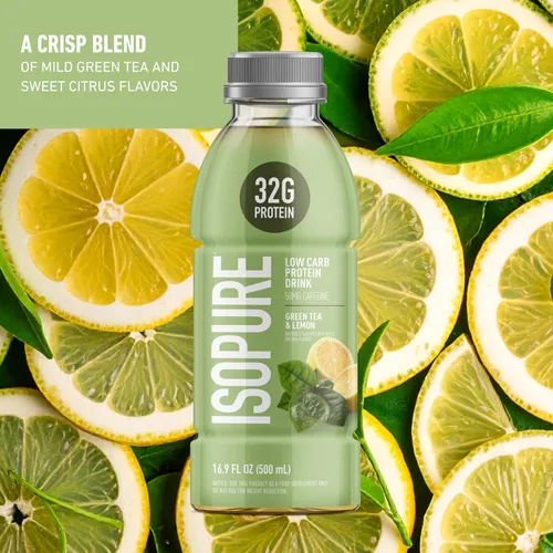 Miniatura 3 de Isopure Zero Carb 32g Proteína Clara Listo-para-Beber Transparente, Proteína de Suero Aislada, Té Verde, Paquete de 12 (El embalaje puede variar)