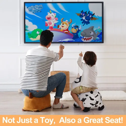 Miniatura 6 de iPlay, iLearn Bouncy Pals - Caballo saltador de vaca lechera, tolva inflable de felpa, juguetes de rebote para interiores y exteriores, regalo