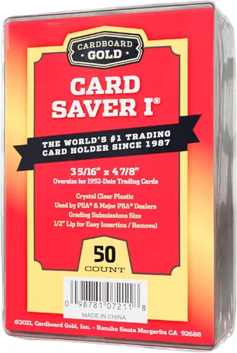 Cardboard Gold Card Saver 1 - 50 unidades - Soporte de tarjeta semi rígido, protectores de tarjeta aprobados por PSA-Cardsaver para béisbol,