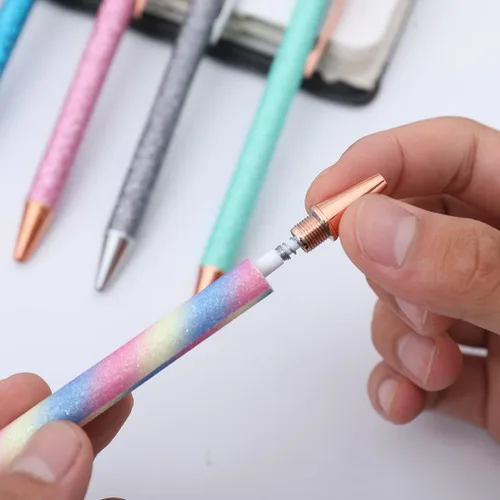 Miniatura 6 de Oddmoal Fun Sparkle - Bolígrafo para mujer, bonitos bolígrafos de metal brillante, bolígrafo multicolor retráctil para diario y escuela, tinta