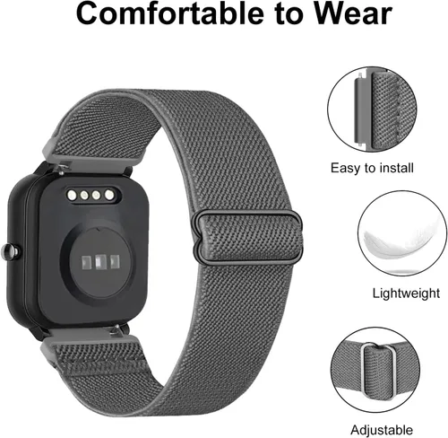 Miniatura 2 de Paquete de 2 correas elásticas de nailon compatibles con Woneligo/Fitpolo Smart Watch IDW13, correas elásticas suaves para reloj FITVII azul+gris