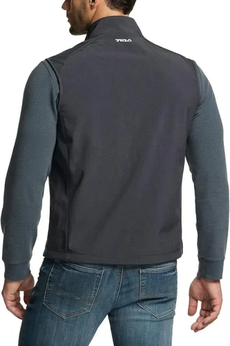 Miniatura 2 de TSLA - Chaleco Softshell sin mangas para hombre, chaleco cortavientos con cremallera completa, chaleco de senderismo, golf, viajes al aire libre.