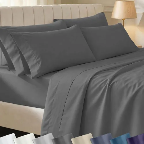 Miniatura 25 de California Design Den - Juego de sábanas de 400 hilos de 100% algodón, sábanas y fundas de almohada, transpirables, para cama King, satén suave