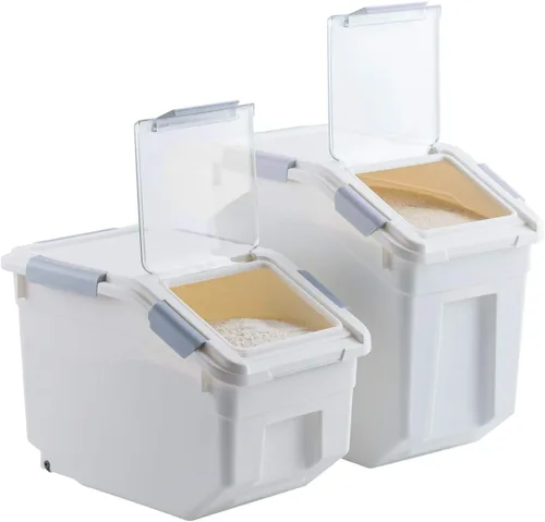 Miniatura 5 de LISM Paquete de 2 recipientes de almacenamiento de alimentos para perros con cuchara, contenedor hermético grande para alimentos para perros