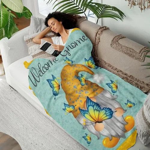 Miniatura 7 de Manta de gnomo de mariposa para mujer, bonitos regalos de gnomos para mujeres/niñas/mamá, manta mullida de franela suave de otoño para sofá, cama