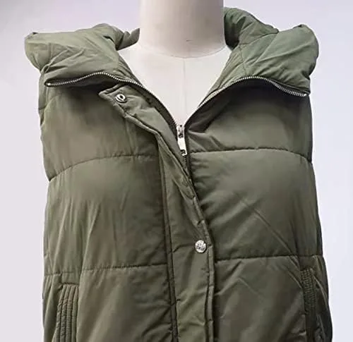 Miniatura 5 de Avilego Chaleco largo con capucha para mujer, con cierre completo, sin mangas, acolchado, chaqueta de moda