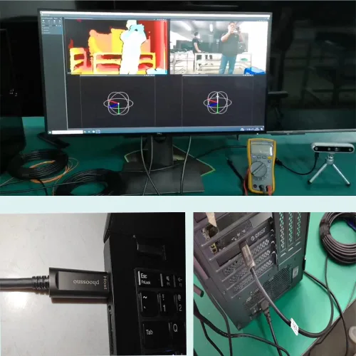 Miniatura 6 de phoossno Cable de fibra óptica USB C a C, cable de ángulo USB 3.1Tipo C de 10 Gbps 33 pies compatible con Microsoft Azure Logitech Camera Aver &