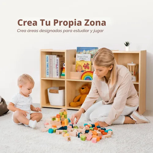 Miniatura 3 de OOOK Estantería Montessori y Organizador de Almacenamiento para Juguetes, Estantería Horizontal de 2 Niveles, Gabinete de Almacenamiento