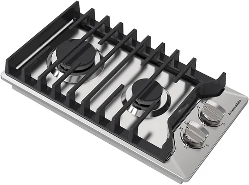 Placa de Cocina de Gas de 12 Pulgadas, ThermoMate, Estufa de Gas Integrada de Acero Inoxidable 304 con 2 Quemadores de Alta Eficiencia Sabaf,