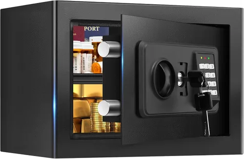 Cajas fuertes pequeñas para uso doméstico, caja de seguridad digital con cerradura de combinación, llaves de repuesto y estante extraíble, caja de