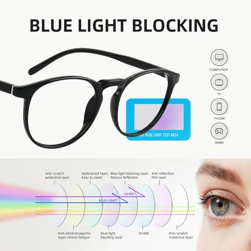 Miniatura 4 de Gafas de luz azul para mujeres y hombres, antifatiga ocular, gafas de bloqueo de luz azul, gafas ligeras retro