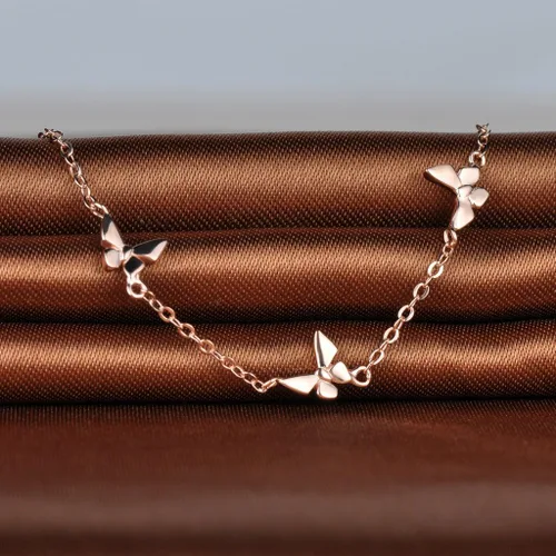 Miniatura 2 de Infinite U Pulsera de plata de ley 925 con dije de mariposa para mujer, ajustable, oro rosa, Plata