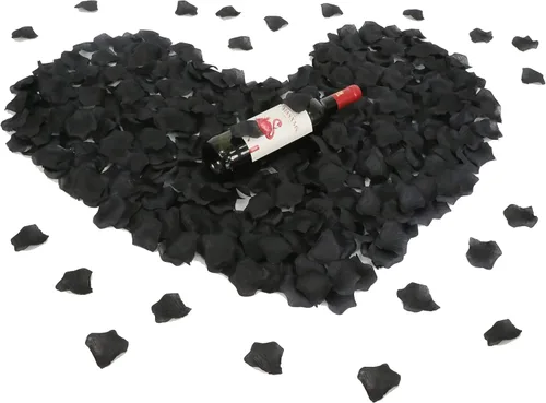 Miniatura 3 de ATFL Pétalos de rosa negros de 0.9 libras, 5000 pétalos de flores falsas negras para bodas, pétalos de flores para noche romántica para él, pétalos