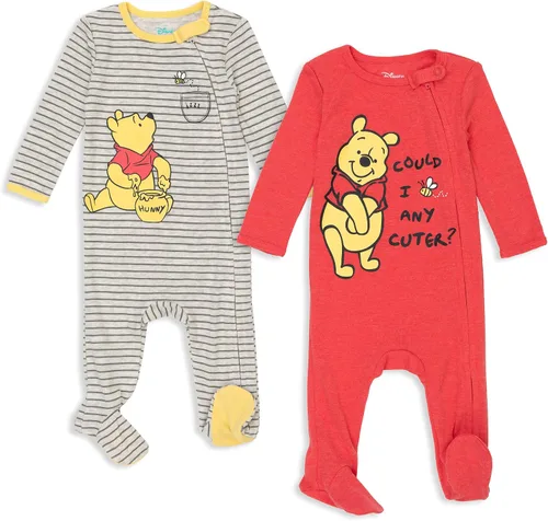 Disney Winnie the Pooh Lion King Monsters Inc Pixar Toy Story - Paquete de 2 overoles Sleep N Play para recién nacidos a bebés